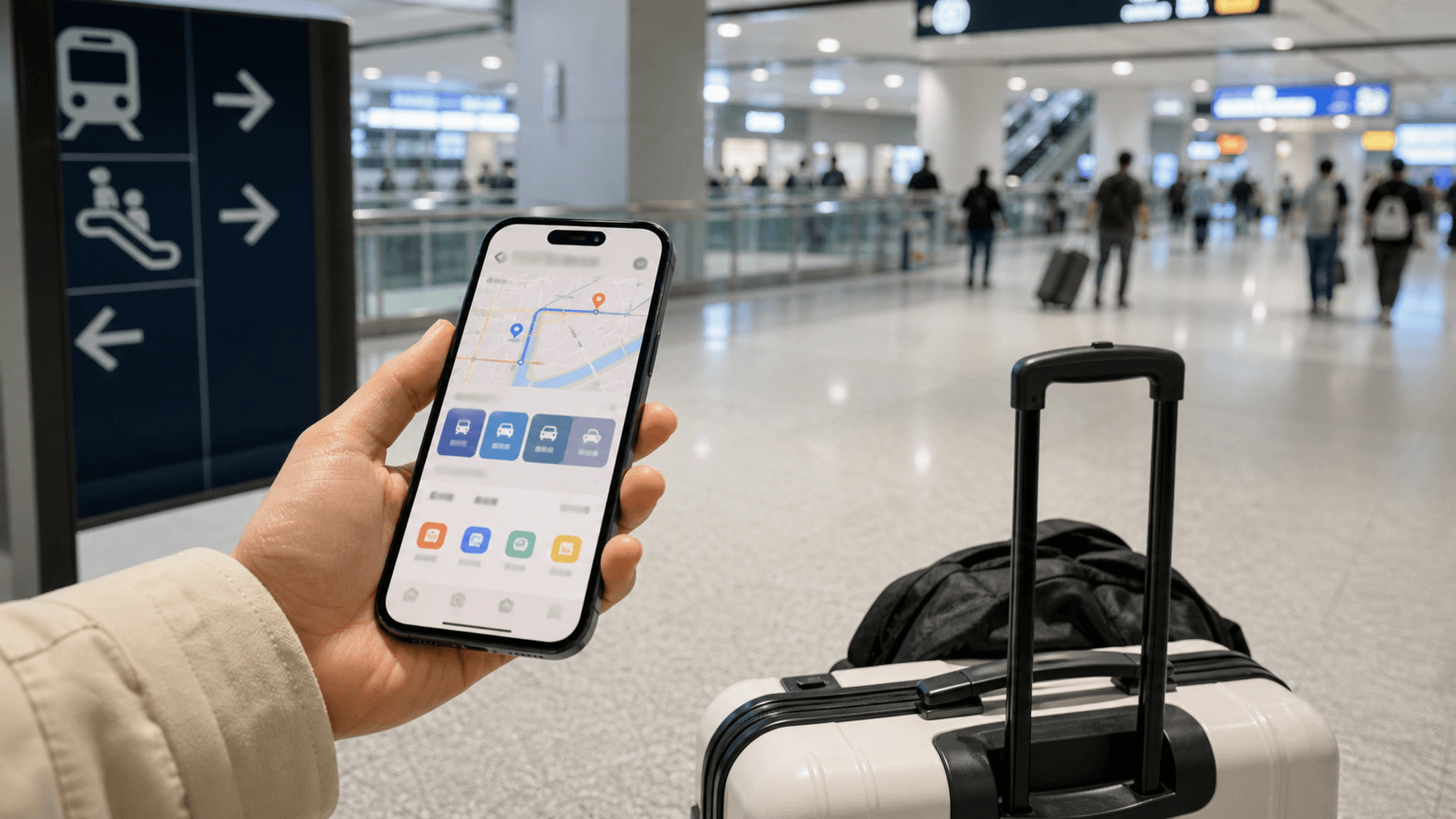 Foreign traveler arrival setup at a Chongqing airport rail concourse