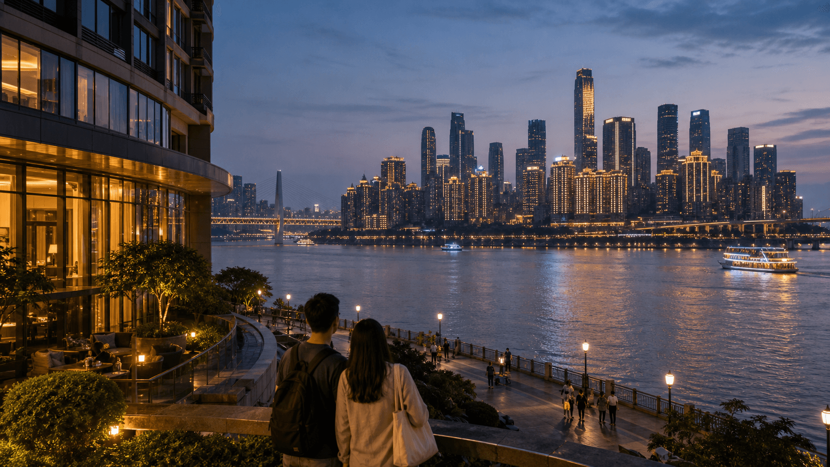 Nanbin Road river-view hotel district facing the Yuzhong skyline