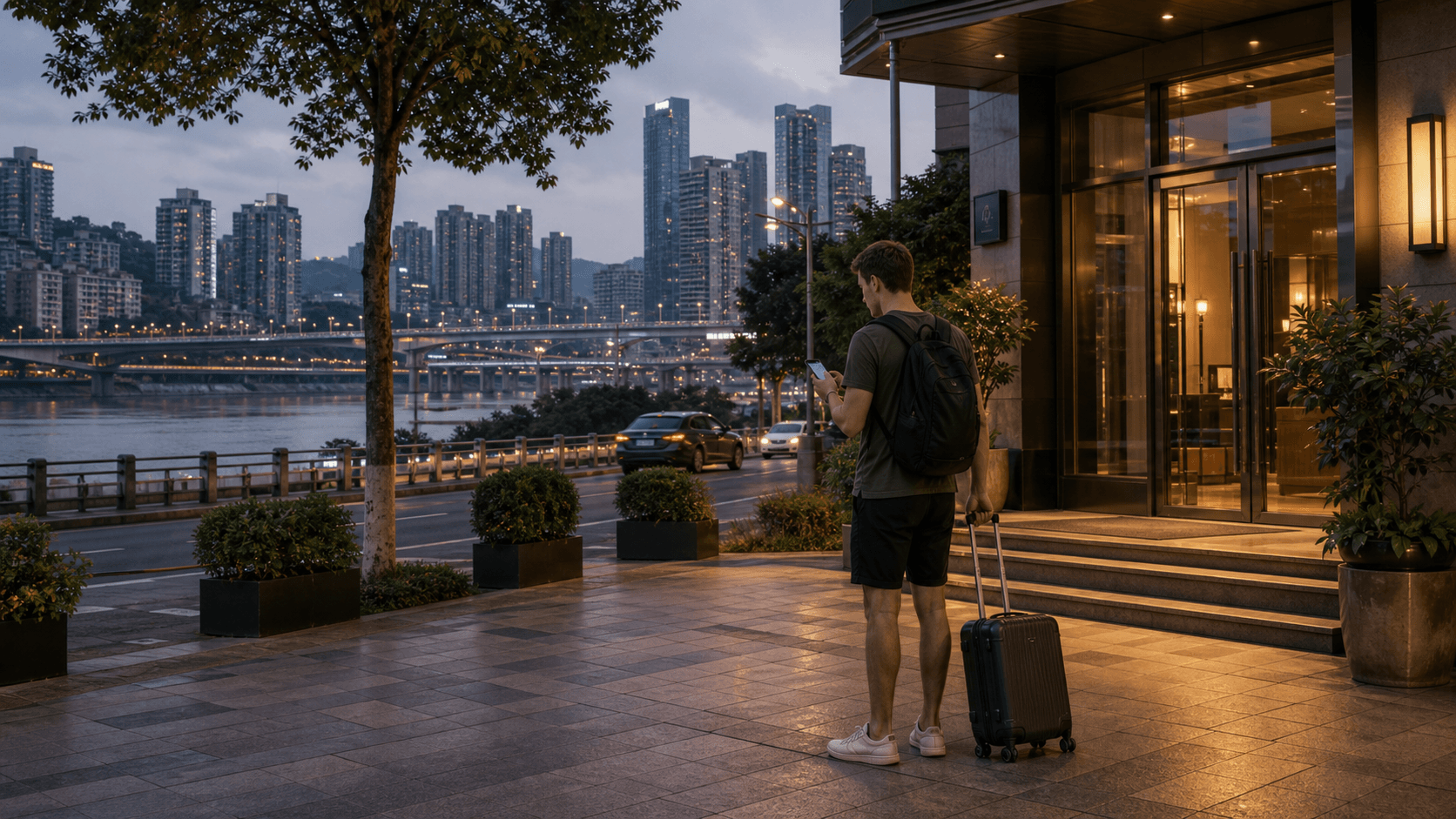 Jialingjiang river-road hotel base in central Chongqing