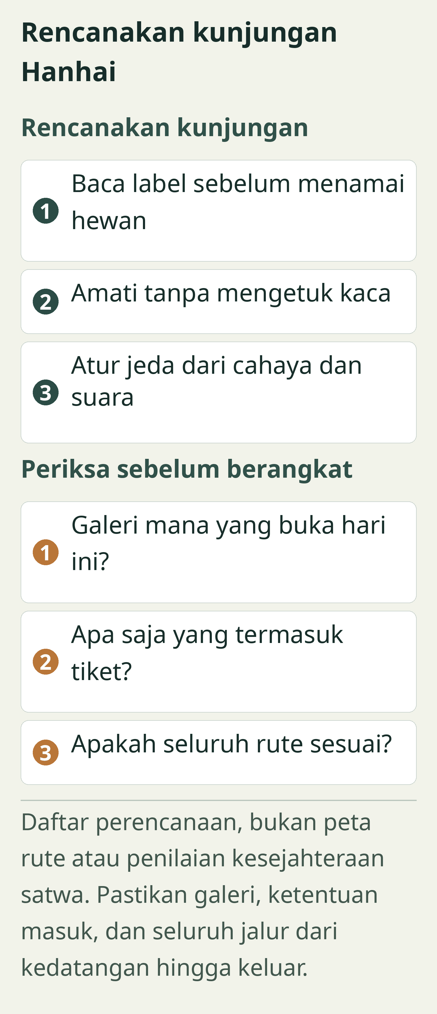 Rencanakan kunjungan Hanhai: Kartu perencanaan kunjungan orisinal; seluruh label juga tersedia sebagai teks yang dapat dipilih di bawah.