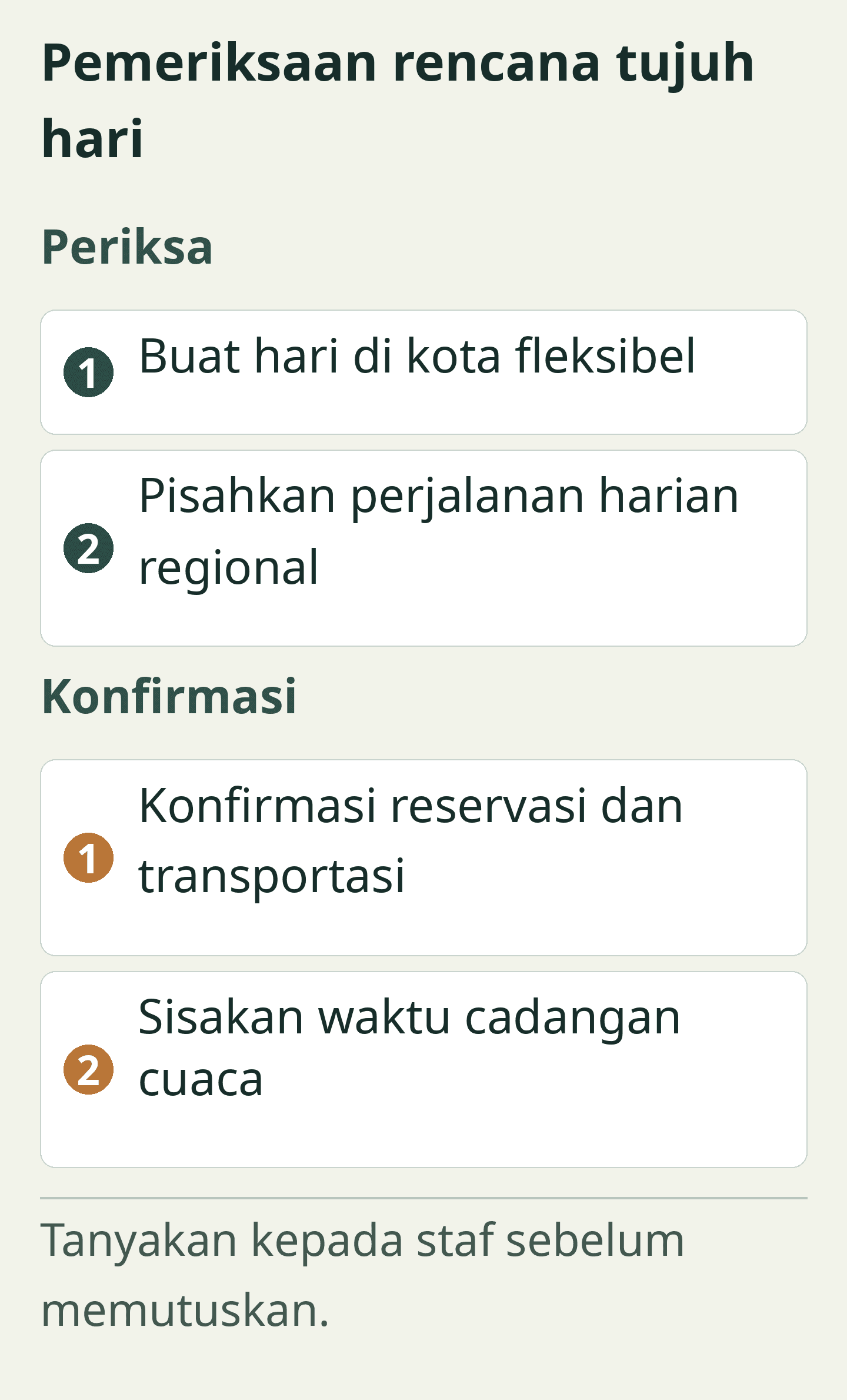 Pemeriksaan rencana tujuh hari
