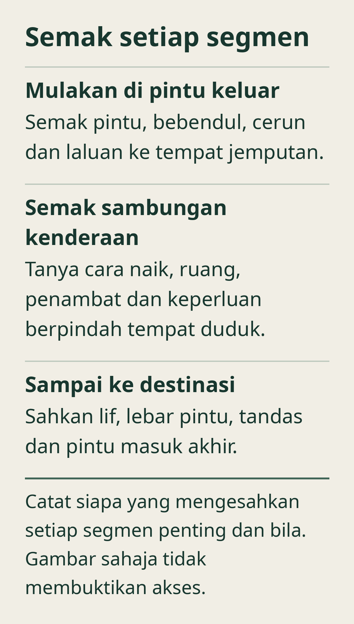 Semak setiap segmen