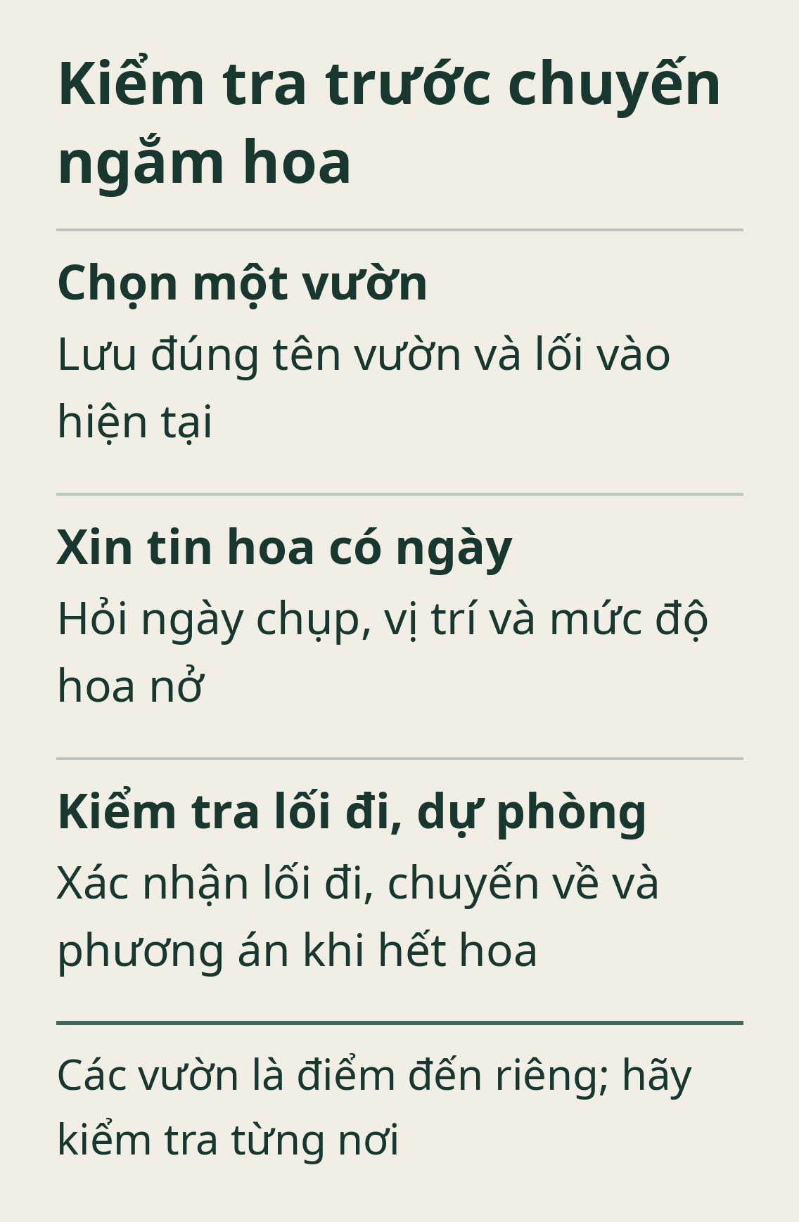 Kiểm tra trước chuyến ngắm hoa