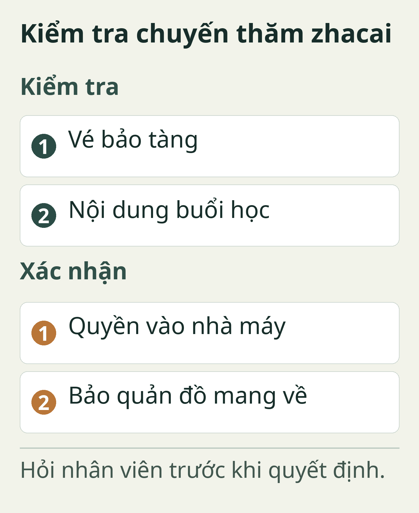 Kiểm tra chuyến thăm zhacai