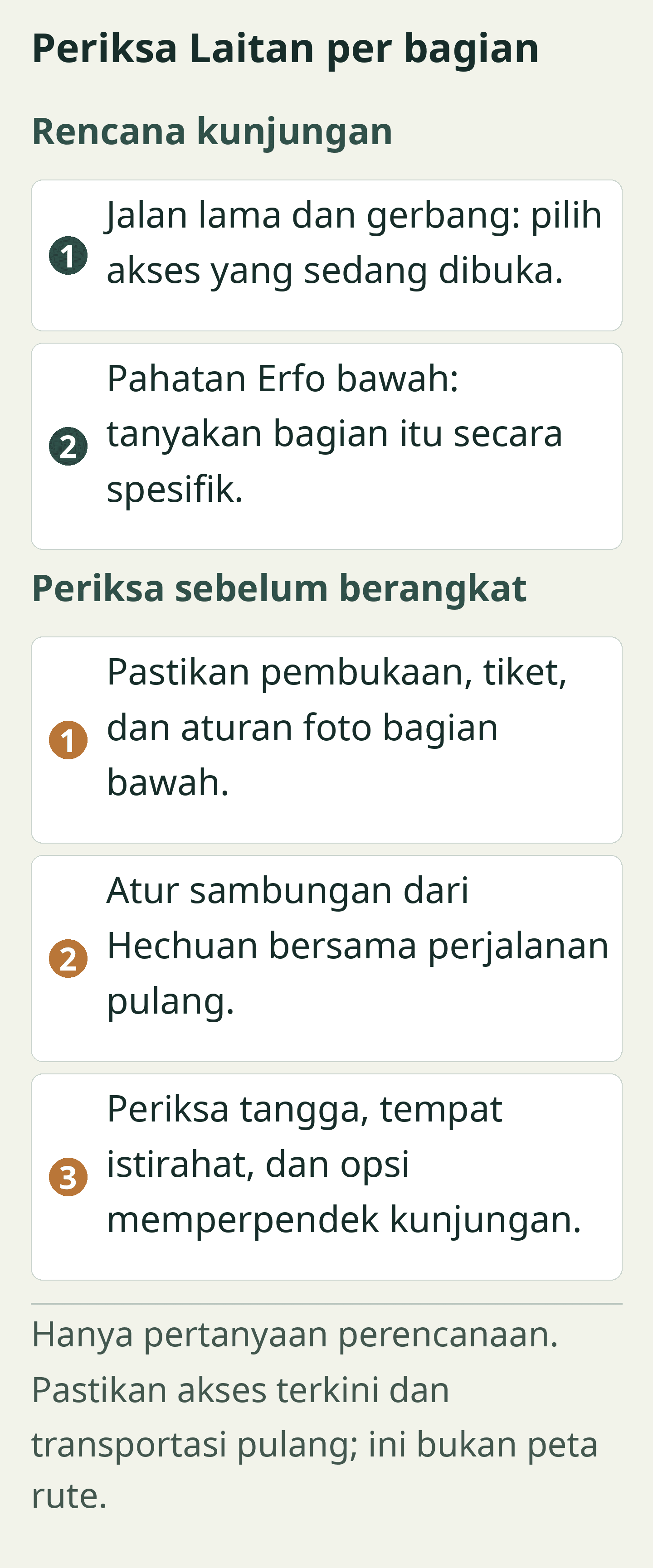 Periksa Laitan per bagian. Kartu perencanaan orisinal; seluruh label juga tersedia sebagai teks yang dapat dipilih di bawah.