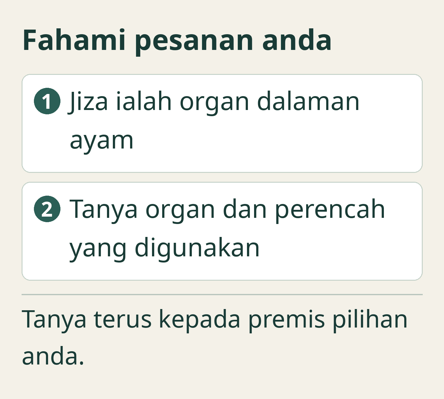 Kad panduan editorial asli: Fahami pesanan anda