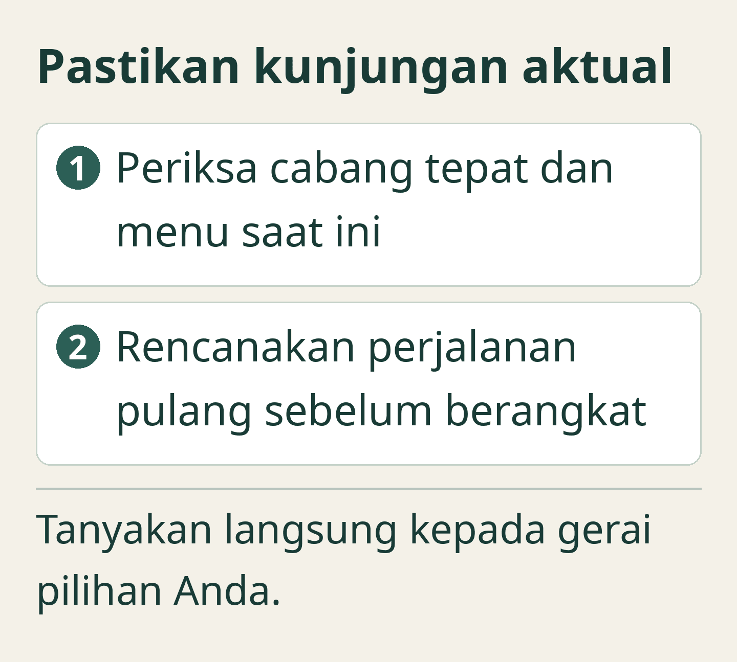 Kartu panduan editorial orisinal: Pastikan kunjungan aktual