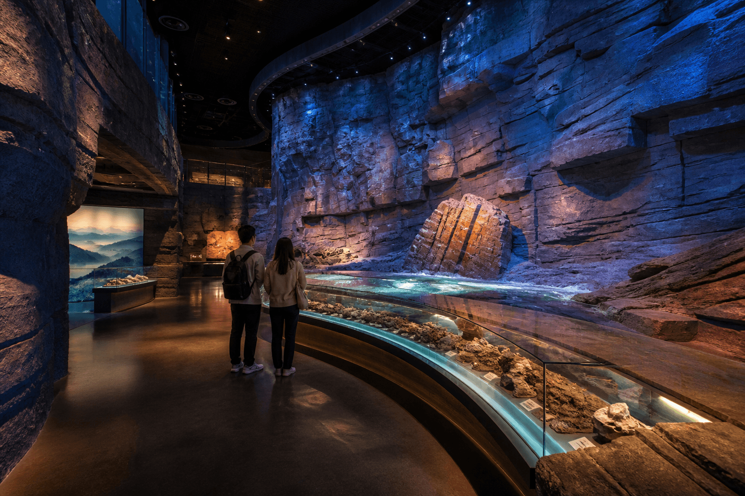 以三峽地質與江河文化展陳為靈感的原創展廳場景