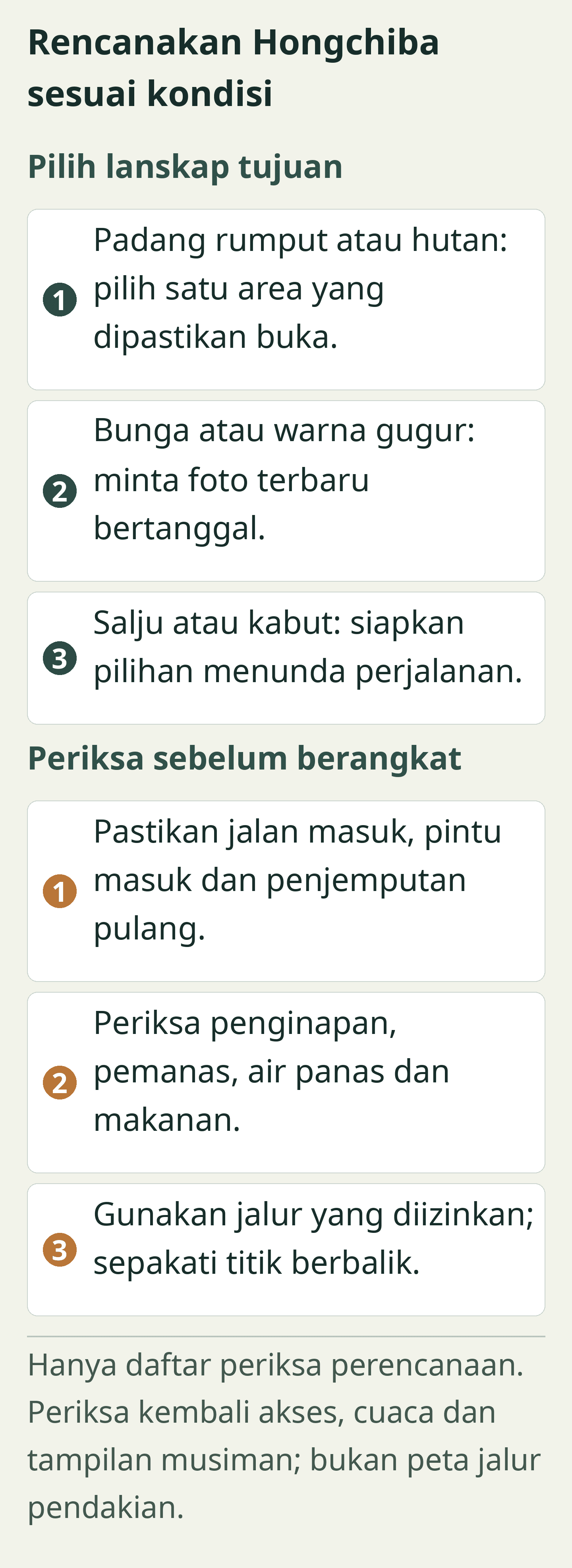 Rencanakan Hongchiba sesuai kondisi. Kartu perencanaan orisinal; seluruh label juga tersedia sebagai teks yang dapat dipilih di bawah.