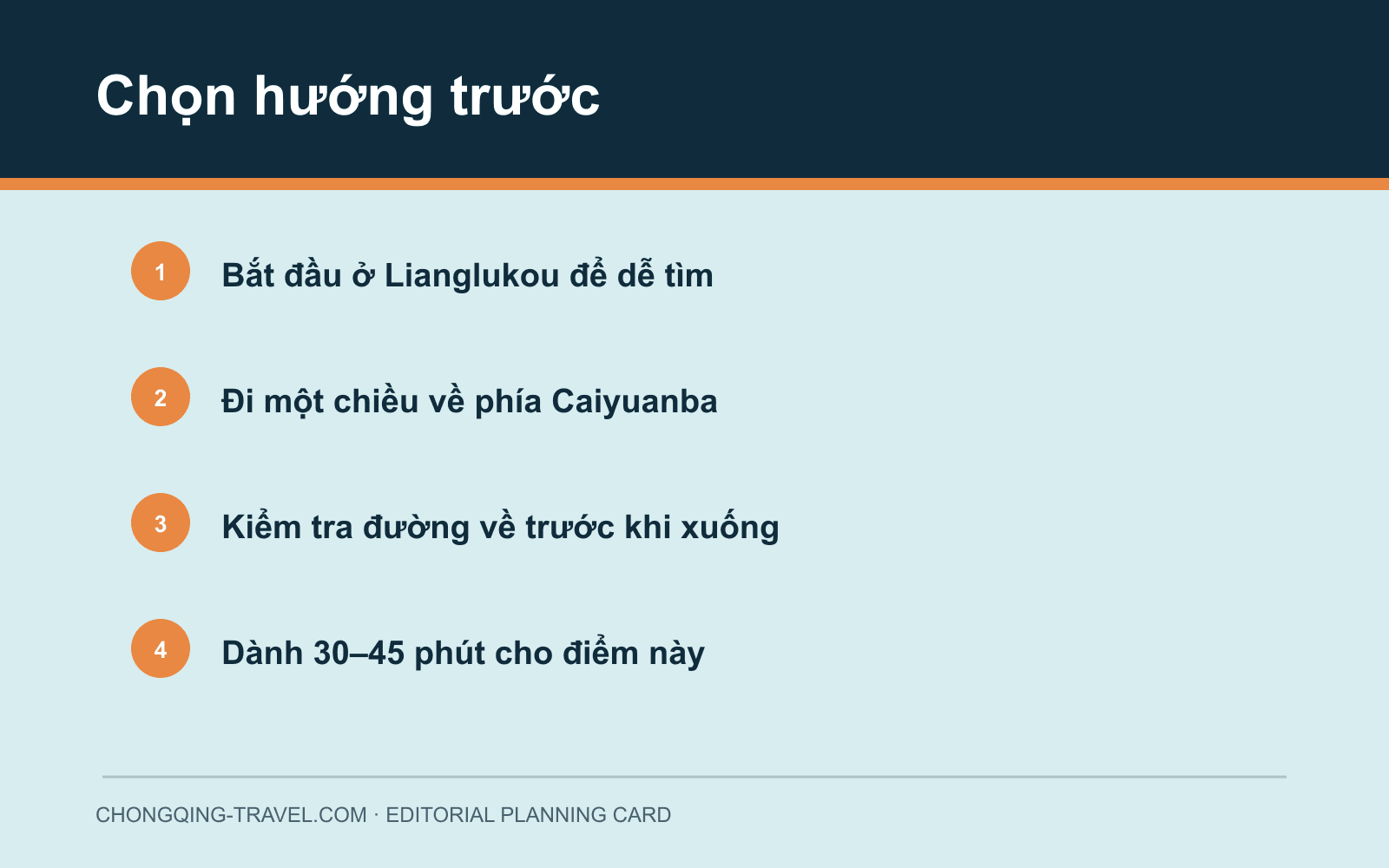 Thẻ hướng đi từ Lianglukou đến Caiyuanba