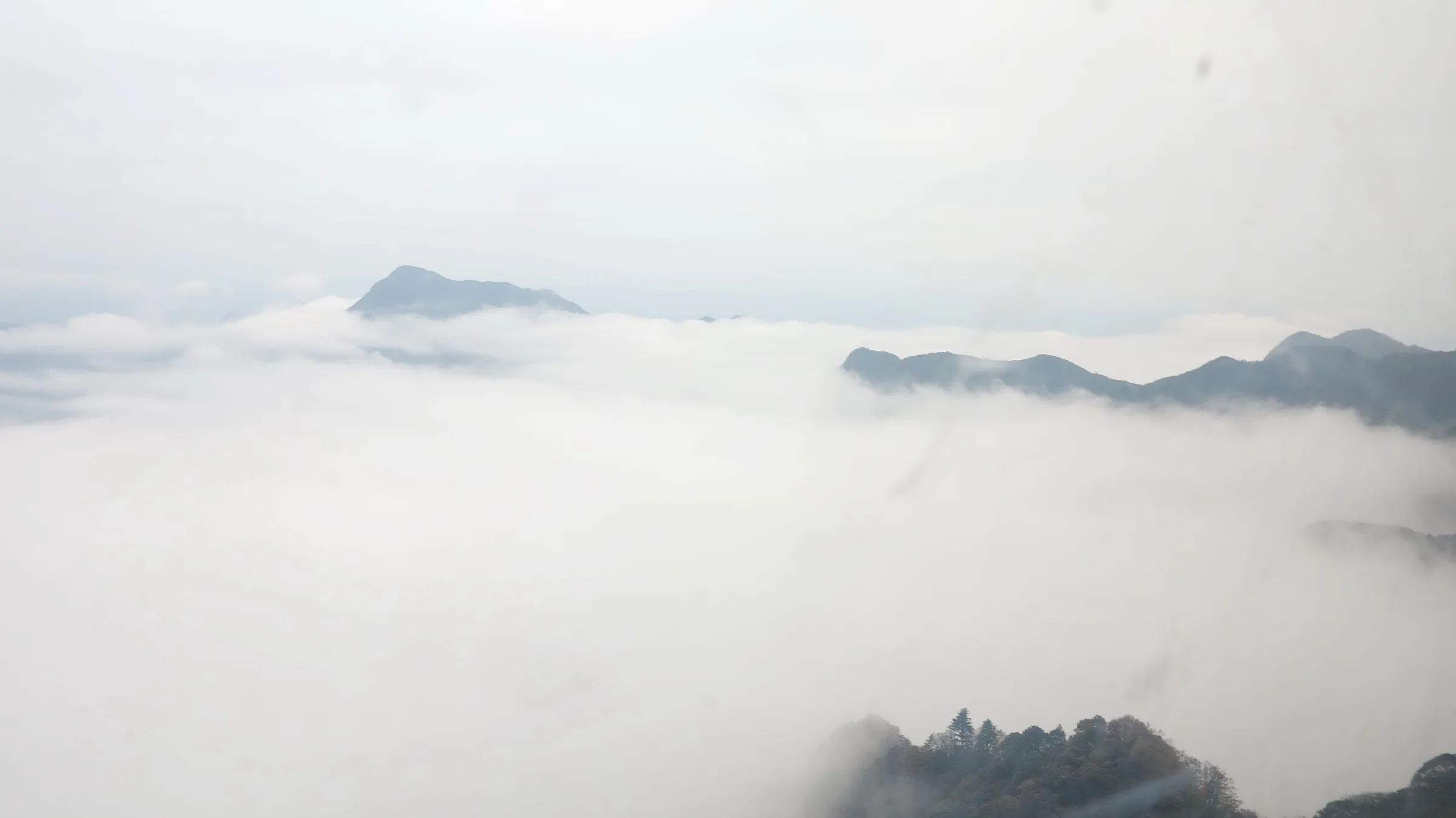 金佛山的山脊從雲海中升起
