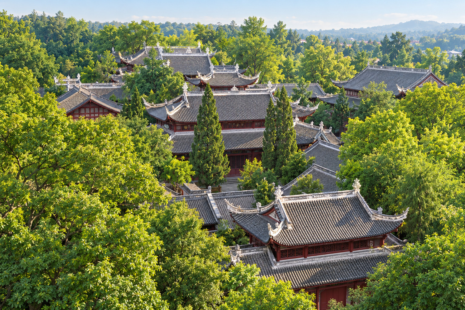 以歷史照片為參考的 AI 插畫。 雙桂堂瓦頂建築群的局部取景。