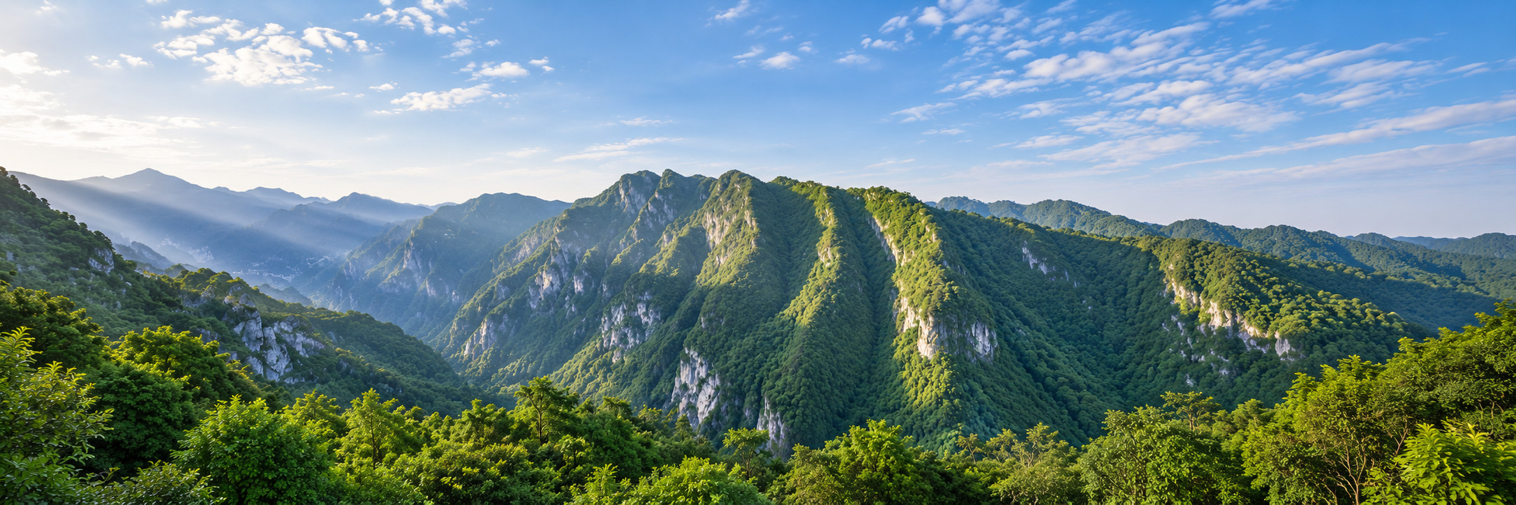 Ilustrasi AI: Punggung bukit kapur berhutan di Wulingshan Great Rift